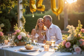 Table élégante pour anniversaire de mariage 20 ans