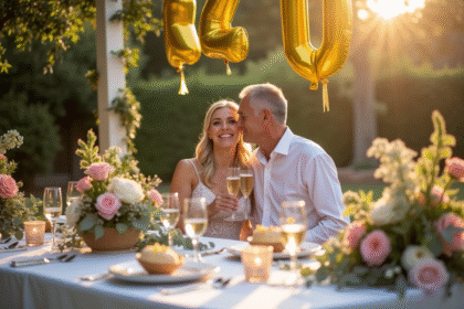 Table élégante pour anniversaire de mariage 20 ans