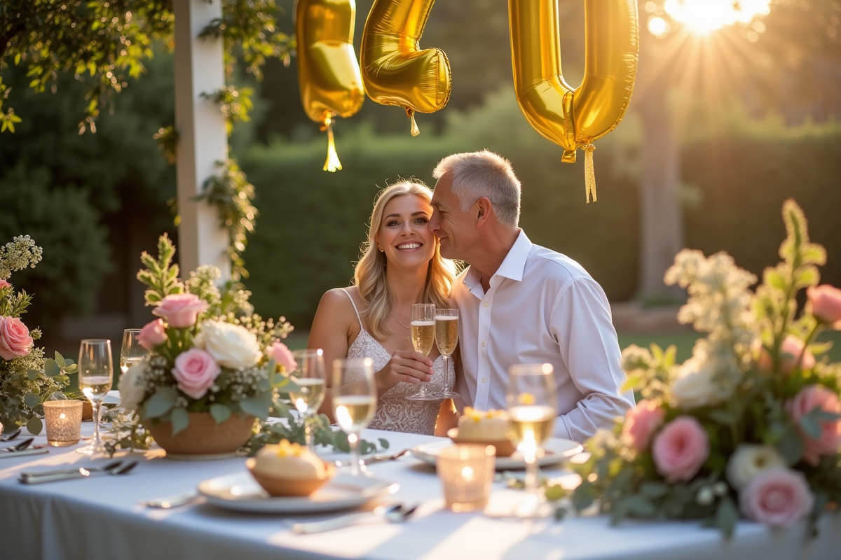 Table élégante pour anniversaire de mariage 20 ans
