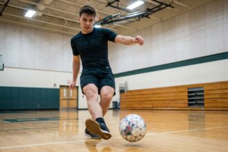 Joueur de futsal en action sur le terrain