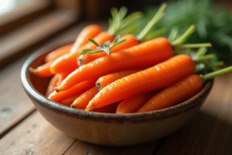 Carottes Vichy servies dans un bol en céramique rustique