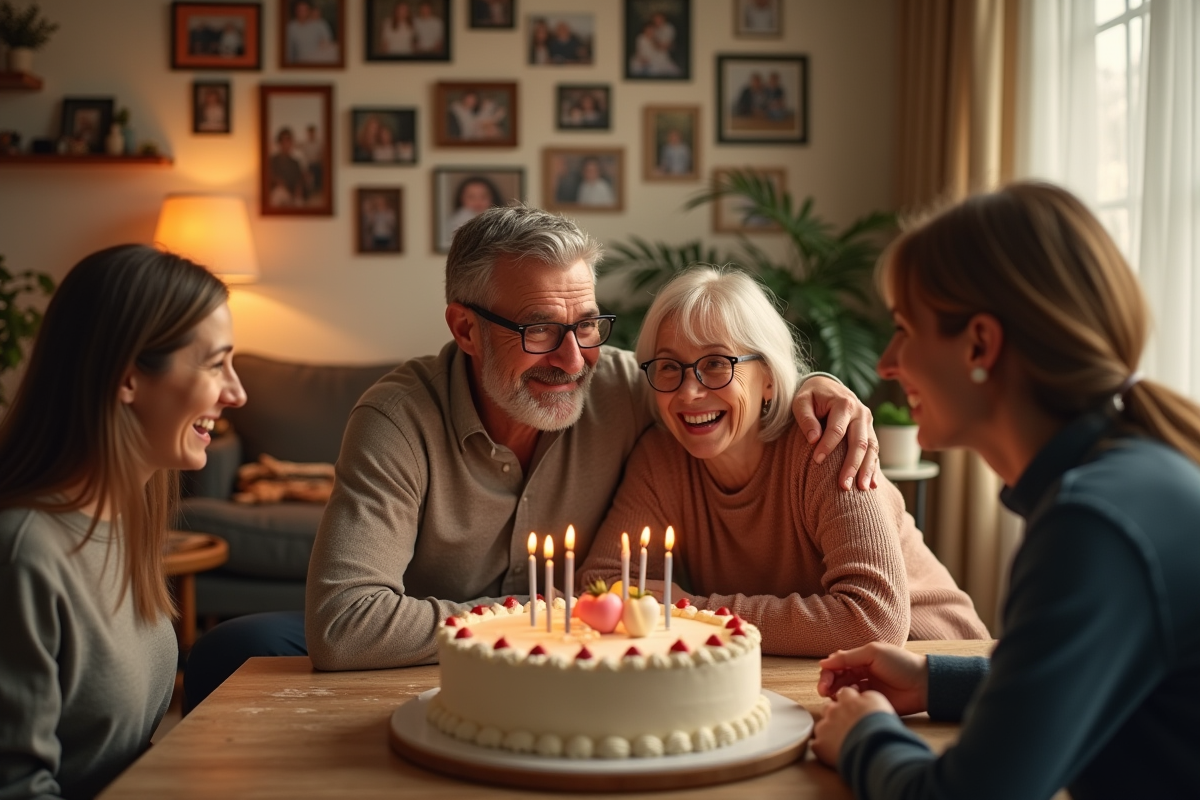 Famille célébrant anniversaire de mariage 20 ans
