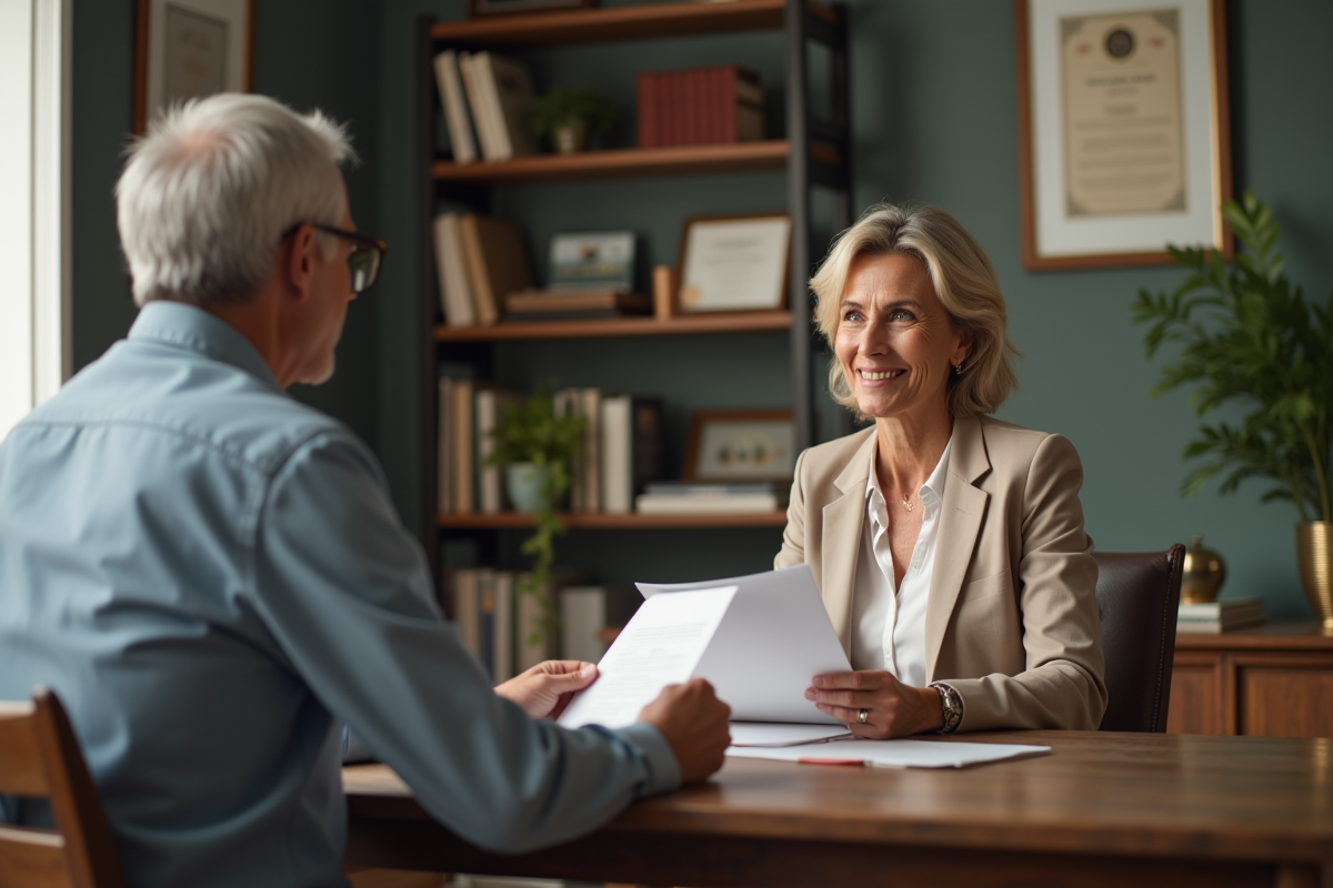 Consultante professionnelle en réunion avec un client dans un bureau