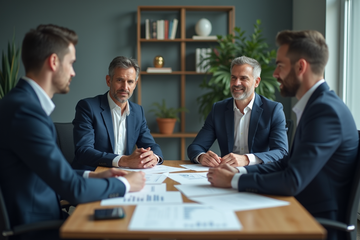 Deux hommes en réunion d affaires dans un bureau moderne