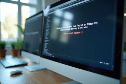 Ecran d'ordinateur affichant erreur code F3411 dans un bureau lumineux