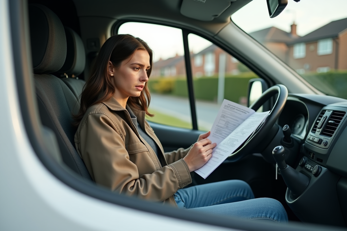 Jeune femme regardant un Renault Trafic depuis la fenêtre