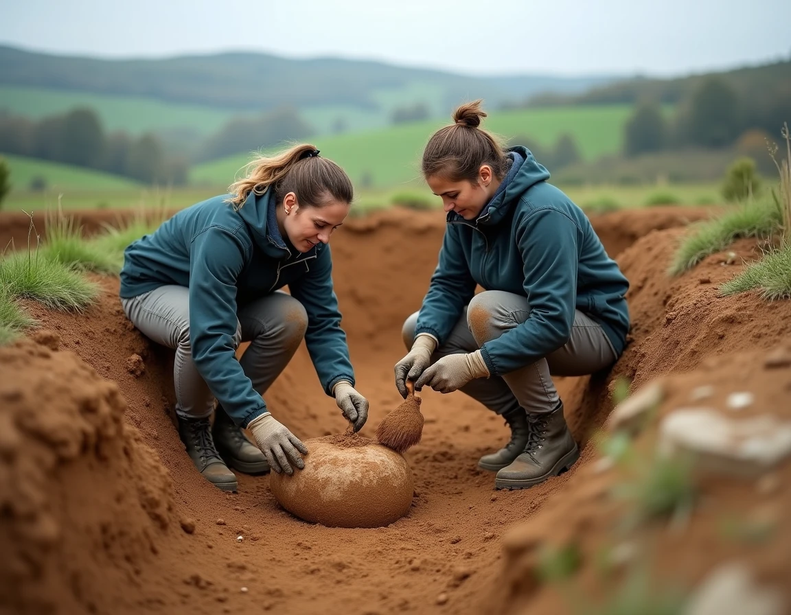 Archéologues sur le site de fouilles à Alise-Sainte-Reine en Bourgogne