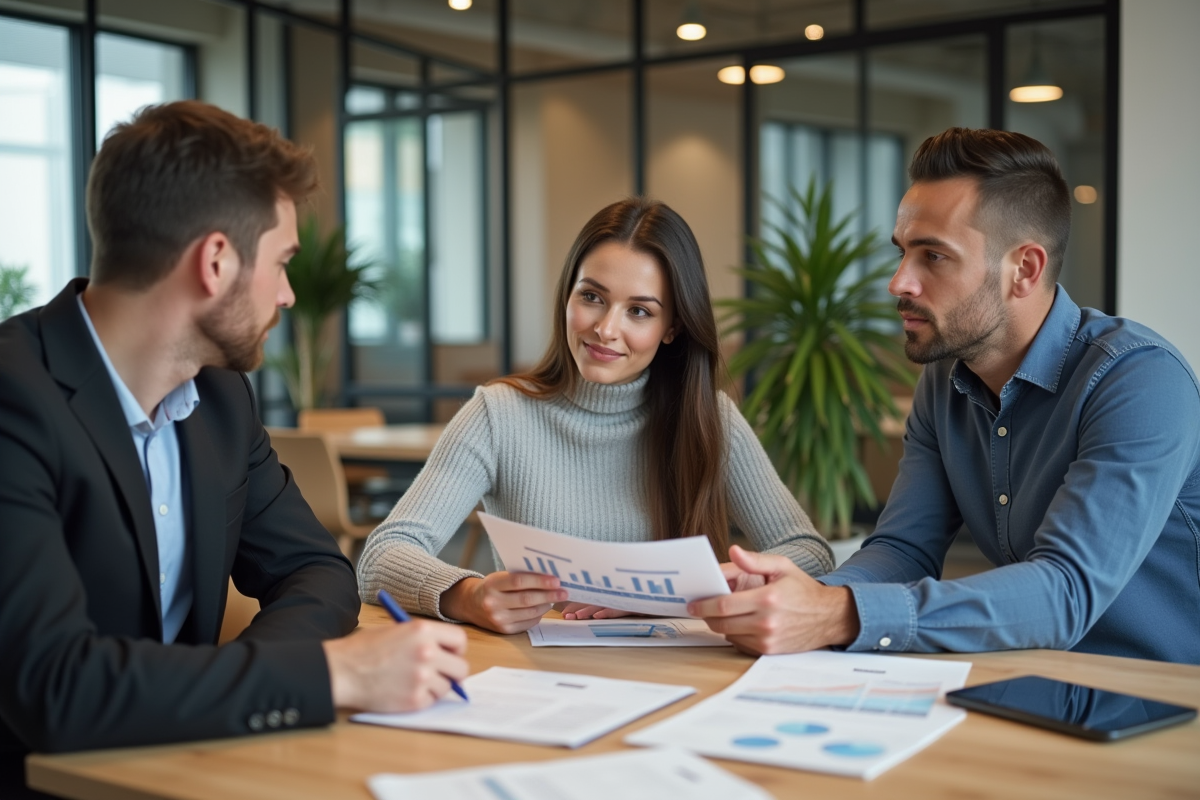 Groupe de collègues discutant autour d