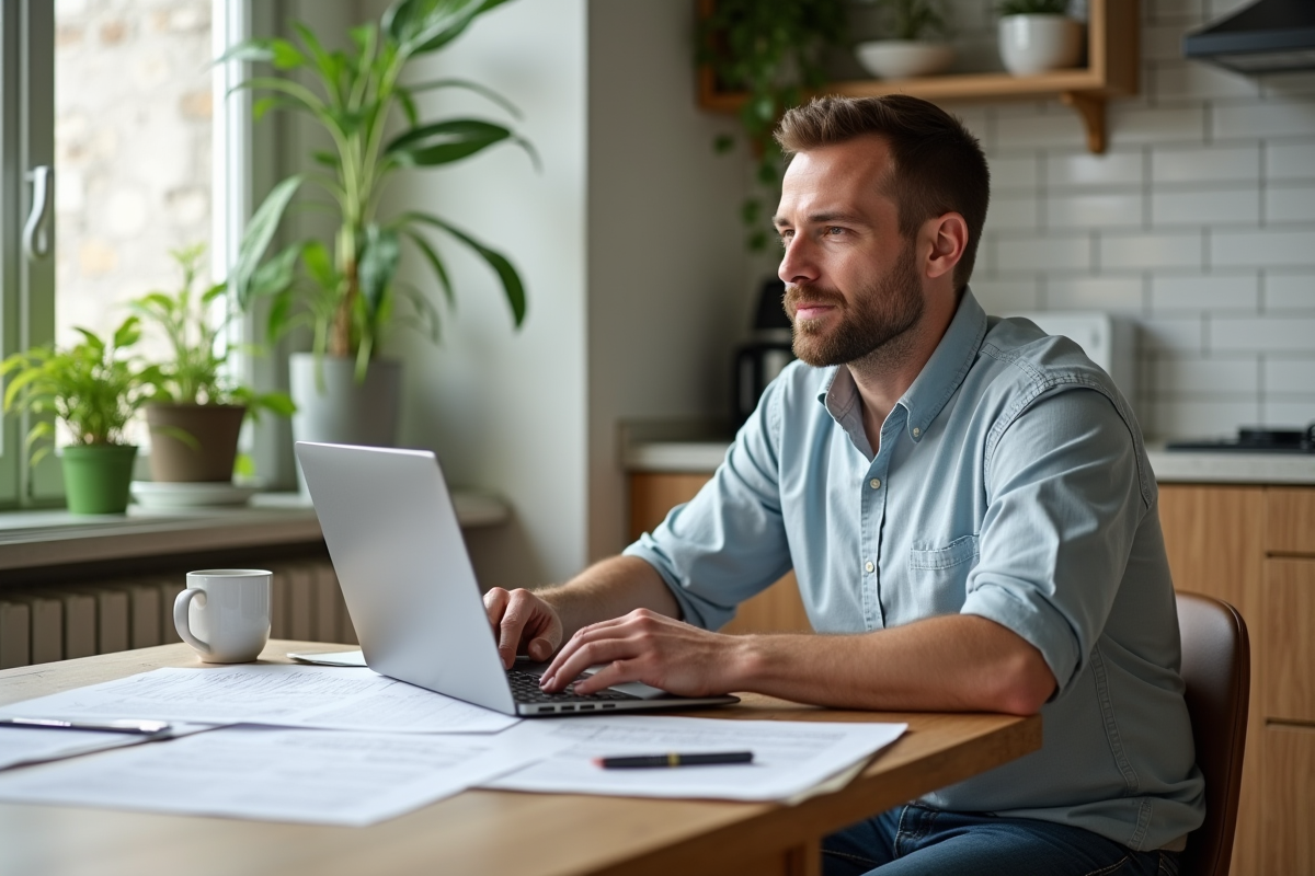 Homme comparant des documents d