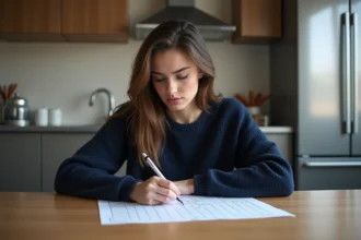 Jeune femme concentrée jouant à la bataille navale à la maison