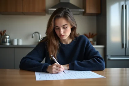 Jeune femme concentrée jouant à la bataille navale à la maison