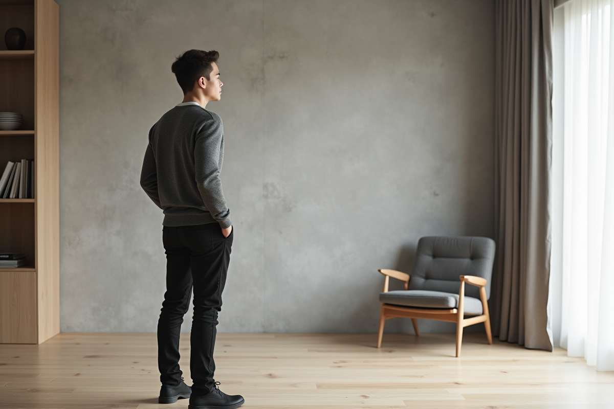 Jeune homme dans un salon spacieux et apaisant