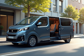 Peugeot Expert 5 places stationne en ville avec intérieur spacieux